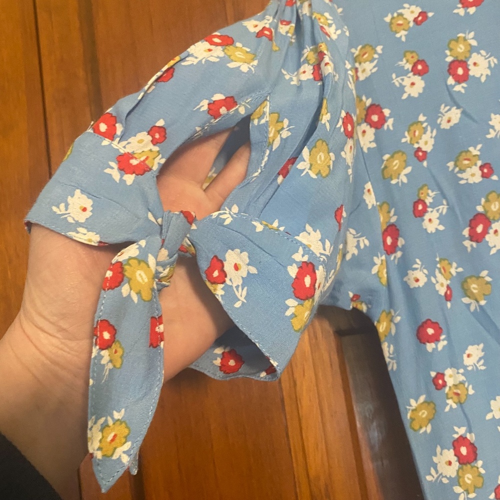 Anthropologie Faithfull The Brand Erin Floral Midi Dress Jasmin Blue Floral 6/M - Picture 12 of 14
